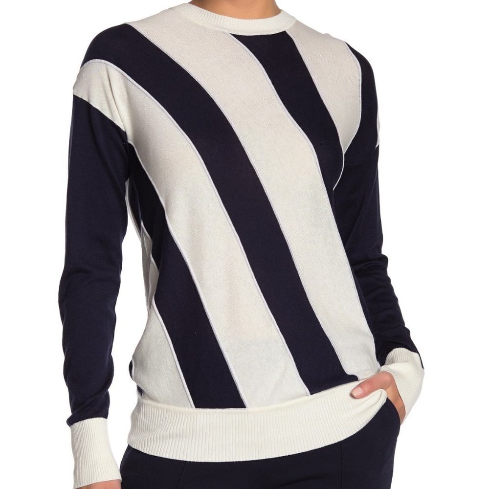 NEW Equipment Cetine Silk Blend Nautical Striped Crew light Sweater size S